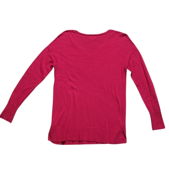 A New Day V-Neck Sweater Womens Hot Pink Size M Long Sleeve Ribbed Knit Pullover - Picture 3 of 4